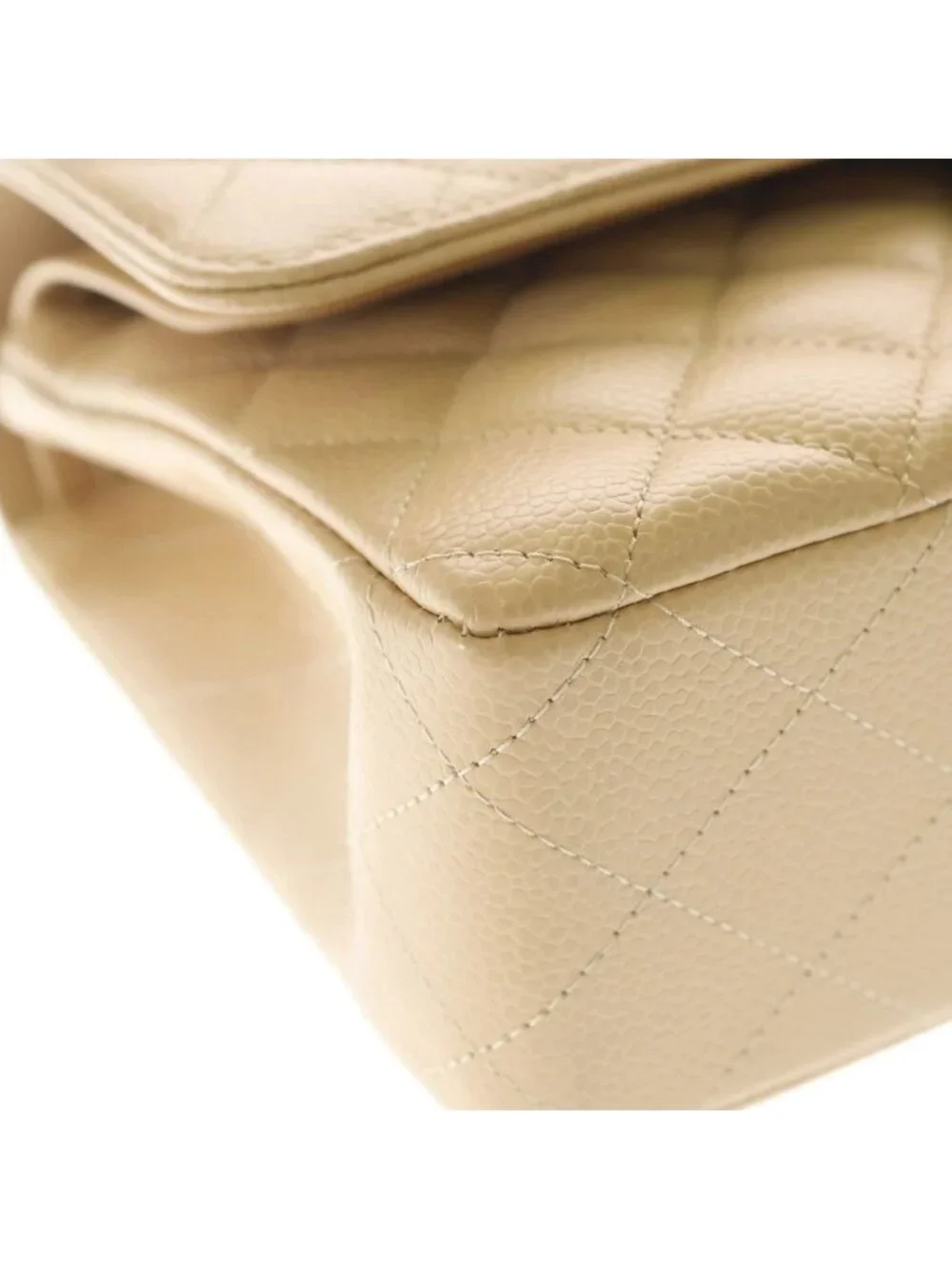 Chanel Quilted 25 Double Flap Chain Caviar Leather Silver Shoulder Bag Plate